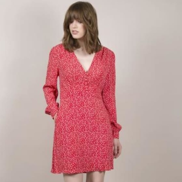 FRNCH Red Floral Amelie Dress XS - Picture 2 of 8